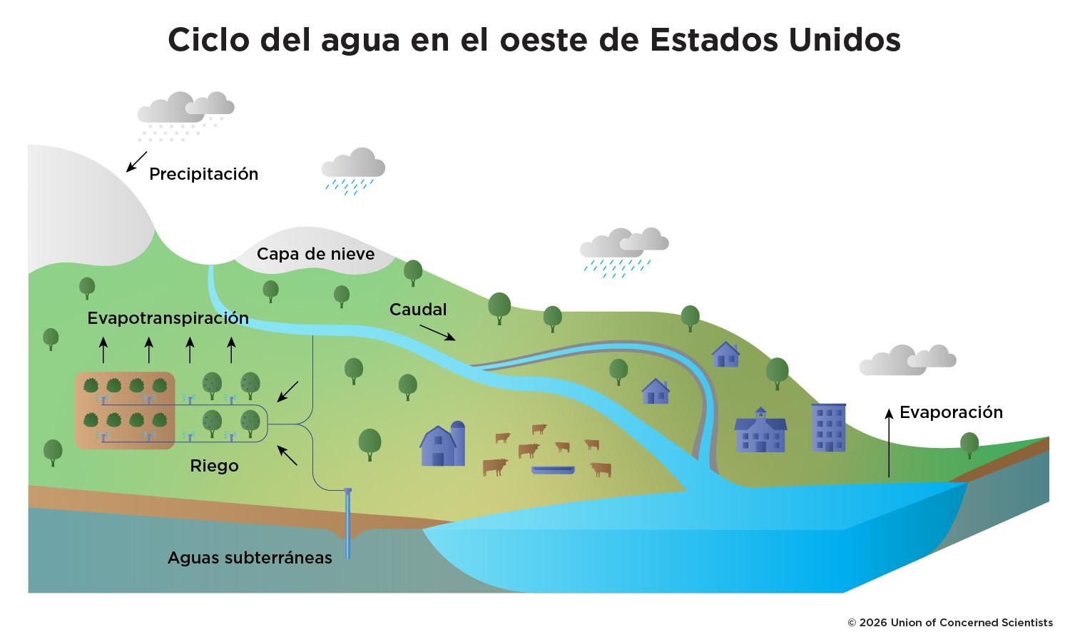 gráfica del ciclo del agua en el oeste de EE. UU.